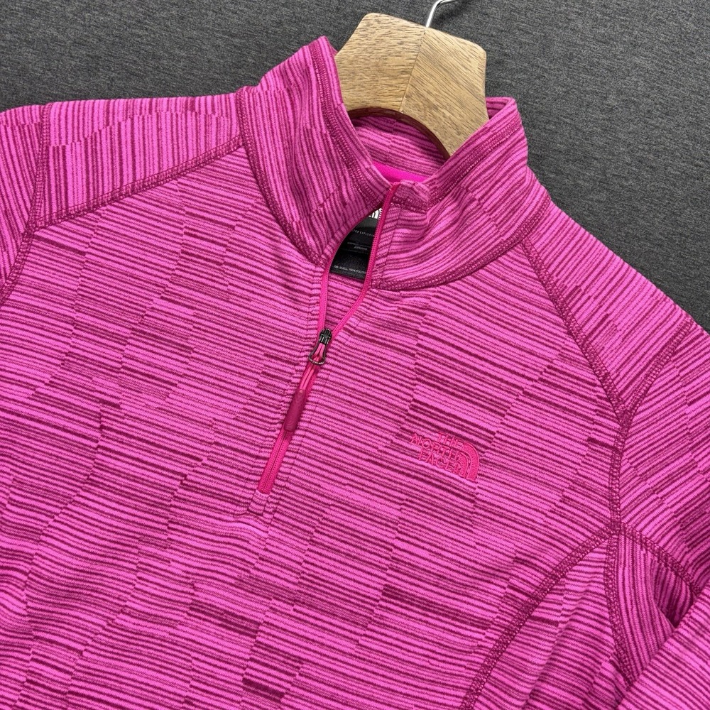 The North Face 1/4 zip‎ fleece Pullover Womens Large Pink Striped Performance